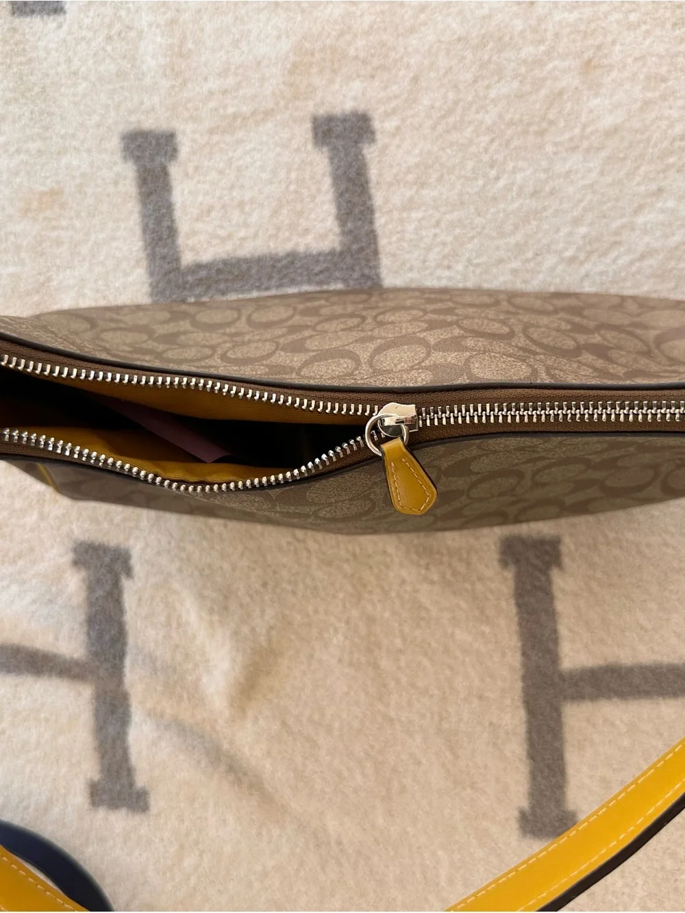 Coach Brown 2018 Laureal Hobo Bag with Yellow Trim
